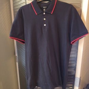 Shirt sleeve Henley t shirt navy/red
